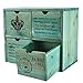 French Country Design Rustic Turquoise 4 Drawer Wooden Storage Cabinet / Jewelry Organizer Chest - MyGift