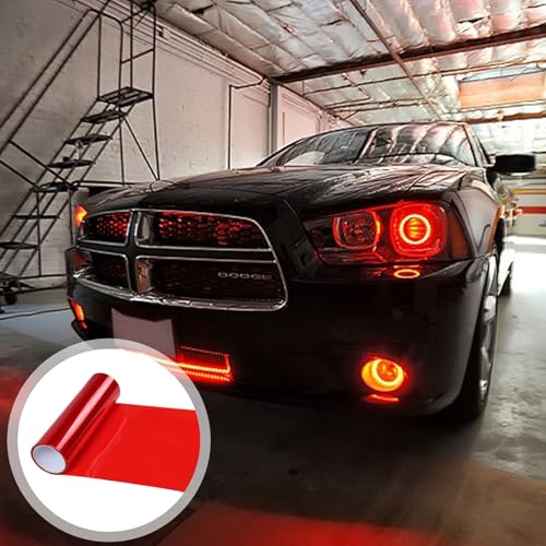 Tönungsfolie Auto,Scheinwerfer Folie,Scheibentönungsfolie Auto,Rote Folie Transparent,Selbstklebend Autofolie,Klebefolie,Tönungsfolie Glänzend für Rücklichter,Nebelscheinwerfer,Rückleuchten,120x30cm