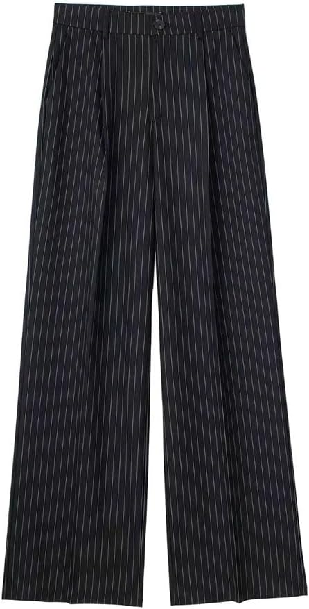 Women's Pleated Front Office High Waist Pocket Trousers