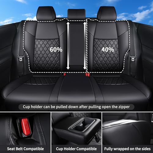 Image of Huidasource Custom Fit RAV4 Car Seat Covers Full Set, Waterproof Front&Rear Seat Cushion Fit for 2019-2024 Toyota Rav4 XLE LE XLE Premium Limited(Not for Hybrid /Adventure /TRD Off-Road /Prime, Black)