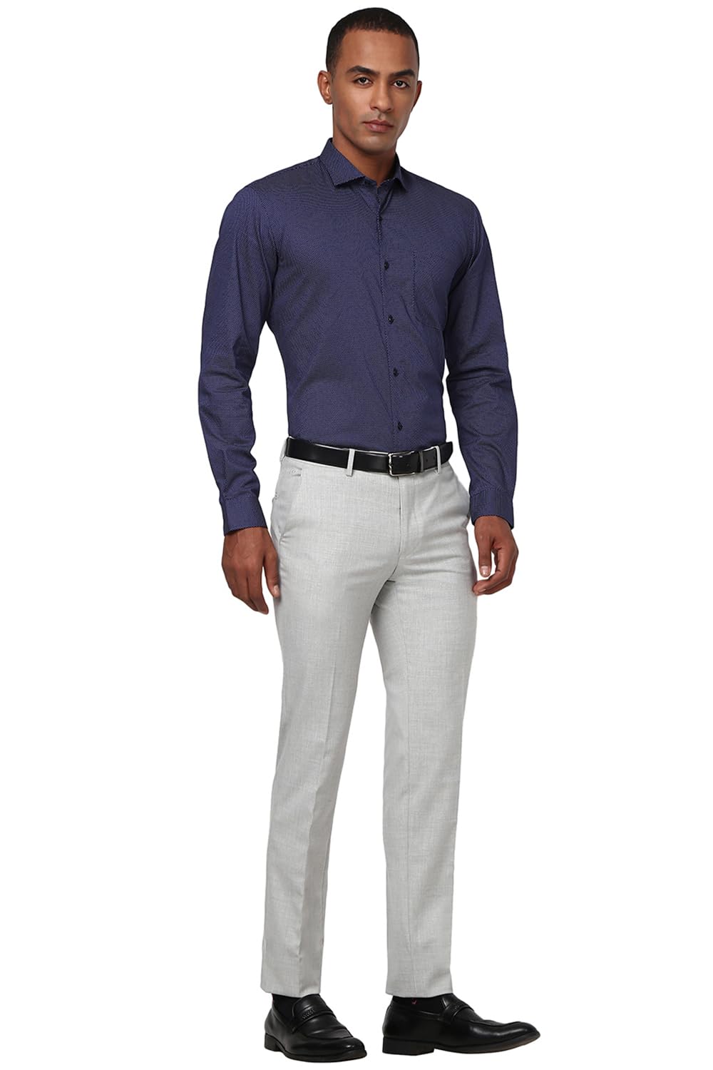 Peter England Men's Mid Rise Slim Pants (PETFWNSP312938_Light Grey, 34) - Image 5 thumbnail