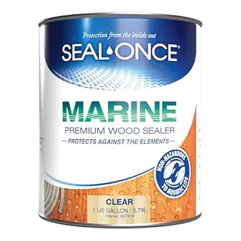 SEAL-ONCE MARINE - 1 Gallon Penetrating Wood Sealer, Waterproofer & Stain. Water-Based, Ultra-low VOC formula for high-moisture areas to protect wood docks, decks, piers & retaining walls.