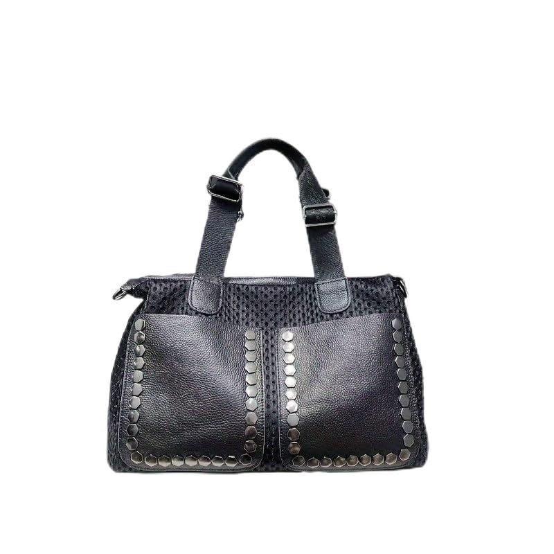 Sac fourre-tout en cuir véritable patchwork pour femme grand format