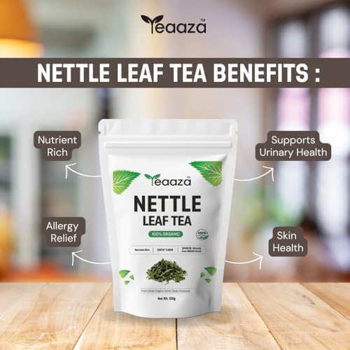 Image of Teaaza Organic Nettle Leaf Tea| Nettle Tea Leaves | 100 Grams, 50+ Cups | sourced from Himalayas| For Kidney Detox, Raising Hemoglobin & Joint Health