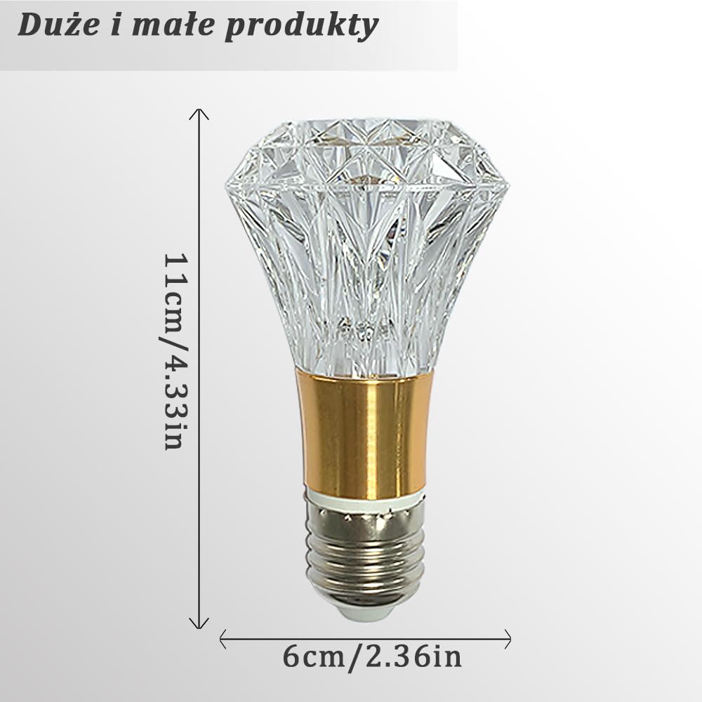 Żarówka Kryształ Akrylowy 5W z Gwintem Edison 85-265V, Ciepłe Światło 3000K, Gwint E27 Profesjonalna Żarówka Dekoracyjna (1 Sztuka E27-B009)