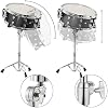 Ashthorpe Snare Drum Set with Remo Head (Black) - Student Beginner Kit with Stand, Padded Gig Bag, Practice Pad, Neck Strap, and Sticks