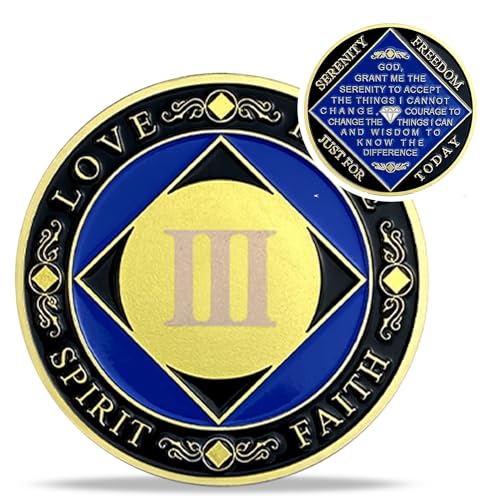 3 Year NA Medallions - Recovery Narcotics Anonymous Chips - Three Year Living Clean Sobriety Coin - (Years 1-30) Journey Celebrate Recovery Addicts - Narcotics Anonymous Gifts for Men Women
