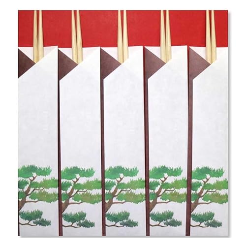 和詩倶楽部 御前御膳箸 奈良吉野産ヒノキの祝箸5膳入り 長さ24cm 両口箸 奉書紙の箸袋入り お正月 祝いの席 檜のテーブルウェア (御用松)