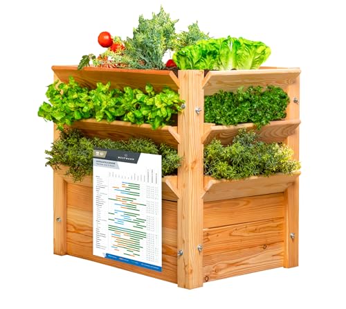WESTMANN Premium Hochbeet aus Lärchenholz mit Aussaatkalender| Natur | 66x91x73 cm | Kräuterbeet | Holzhochbeet zum Bepflanzen von Gemüse & Kräutern