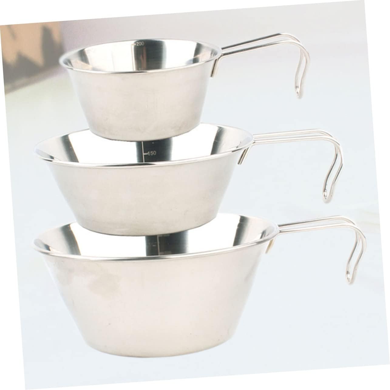 Toddmomy 3pcs Outdoor Stainless Steel Bowl Set Dinner Bbq Cooker Bowls Portable Design for Camping