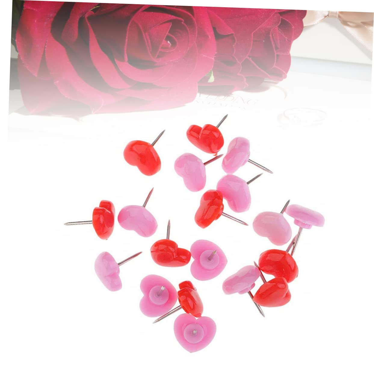 NUOBESTY 3 Set Di Puntine Da Mappa A Forma Di Cuore in Plastica A Pressione Piccole Puntine Rotonde Per La Visualizzazione Di Foto Decorative Da Parete 150 Pezzi * 3