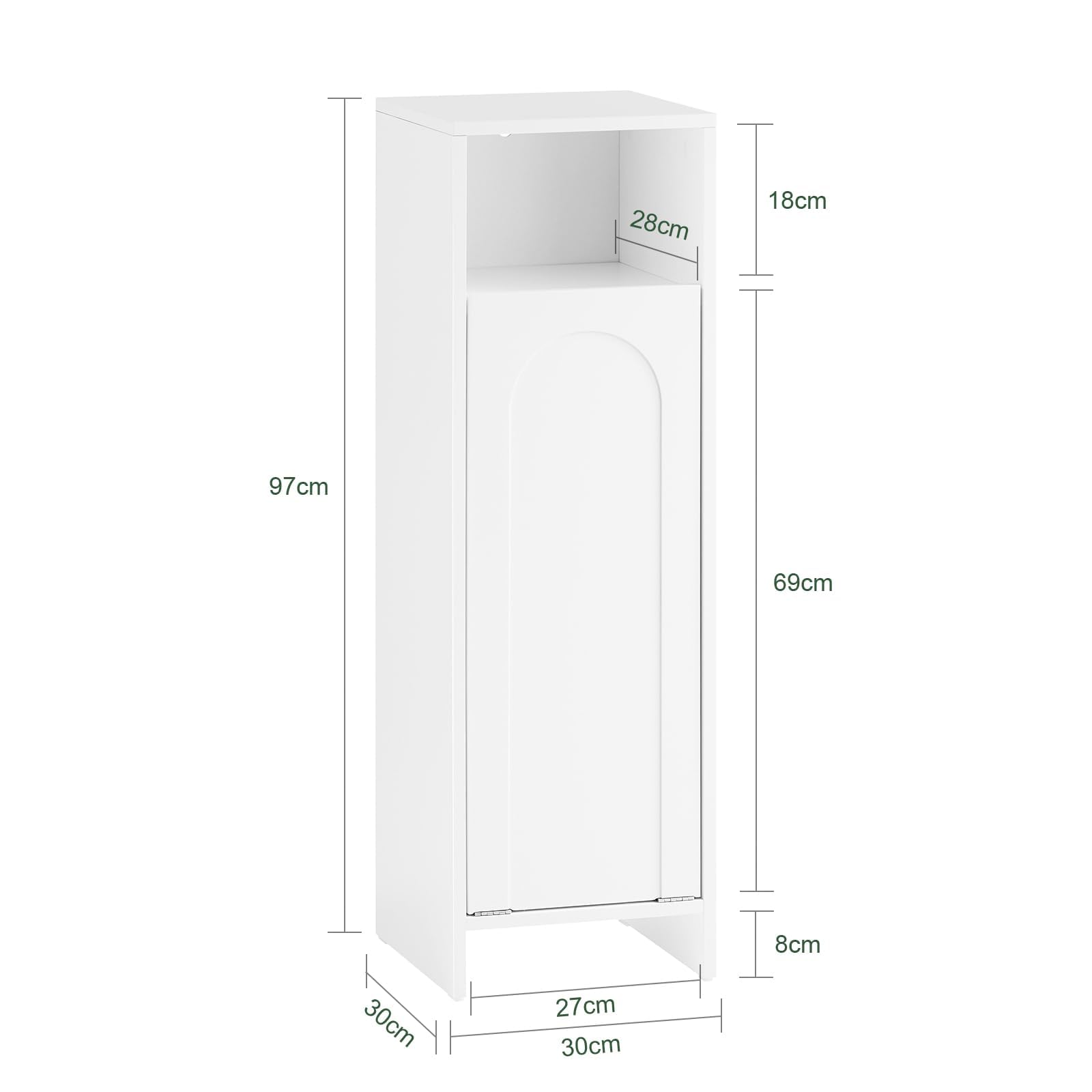 SoBuy Mobile Bagno Salvaspazio con Sacco Portabiancheria | 30x97x30cm Mobiletto Bagno in Legno con Cesto Estraibile per Piccoli Bagni o WC Ospiti Bianco, BZR161-W