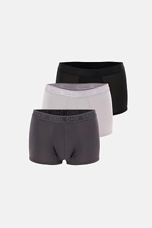 Dagi Antrasit-Siyah 3'lü Desenli Micro Modal Boxer
