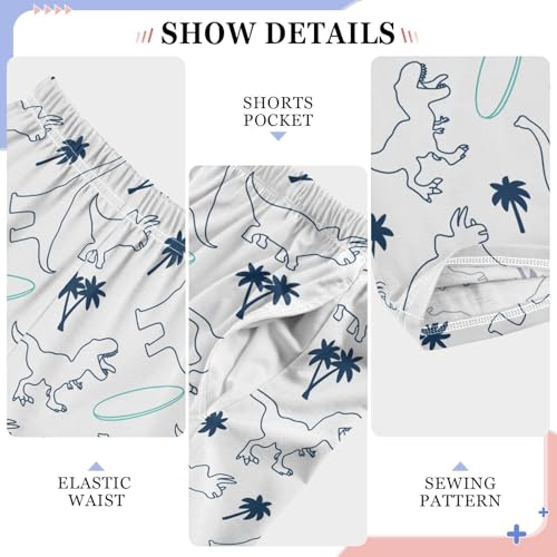 ZZXXB Lovely Dinosaur Palm Tree Boys Long Pants Soft Trousers Elastic Waist Kids Lounge Bottoms with Pockets S-XL4