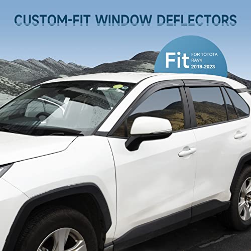 Aclong Rain Guards Fit For Toyota Rav4 2019-2023 Extra Durable Tape-On Side Window Vent Visor Deflectors Rain Guards Compatible With Toyota Rav4 2019 2020 2021 2022 2023, 6-Piece Set #TOP1