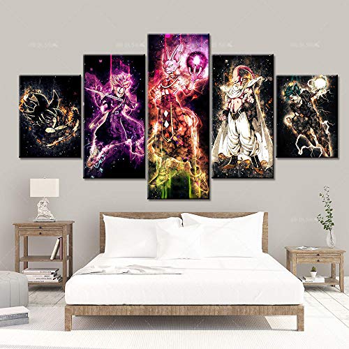 Lienzo decorativo para pared de 5 piezas, cuadro al óleo, diseño de anime Dragon Ball Z, póster...