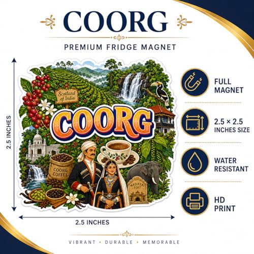 Image of Zesta Wooden Fridge Magnets Set | Refrigerator Decor Magnets for Kitchen | India Souvenir Fridge Magnet Collection | Wooden Magnet for Fridge Door Decoration (Coorg)