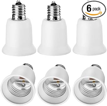 E-Simpo 6pcs E17 to E26 E27 Adapter, E17 to E26 Extender Lamp Holder Base Light Socket Converter Adapter