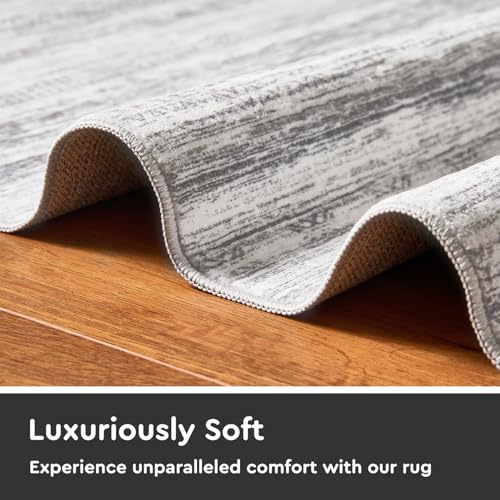 2x6 Runner Rug Machine Washable Non Slip Area Rug Distressed Neutral Moroccan Boho Rug Ultra Soft Floor Runners for Hallways for Entryway Laundry Room Kitchen, Grey