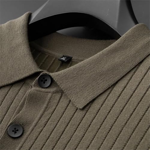 Men Long Sleeve Lapel Pullover Sweater Solid Buttons Thick Warm Knit Casual Jumper3