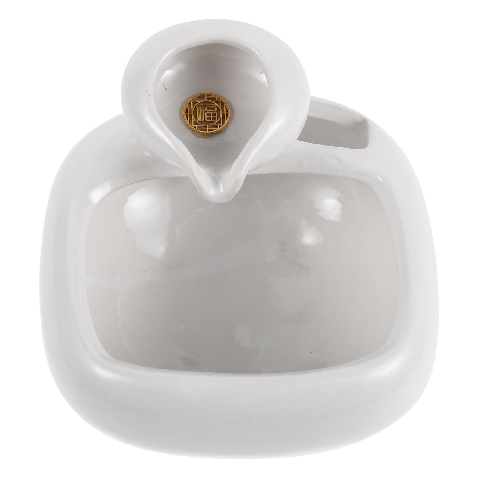 Fuente de agua de cerámica para escritorio HOODANCOS mini pecera decorativa de interior blanca