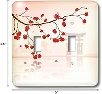 Vista 3 de 3dRose lsp_78460_2 Lindas flores de cerezo contra una escena oriental pacífica interruptor de palanca doble