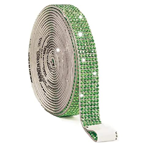 Self Adhesive Crystal Ribbon, Rhinestone Diamond Bling Stickers for Gift Wrapping, DIY Arts Crafts Projects Decor, Wedding, Party Supplies (Light Green, 1/2" X 3 Yards) Cover