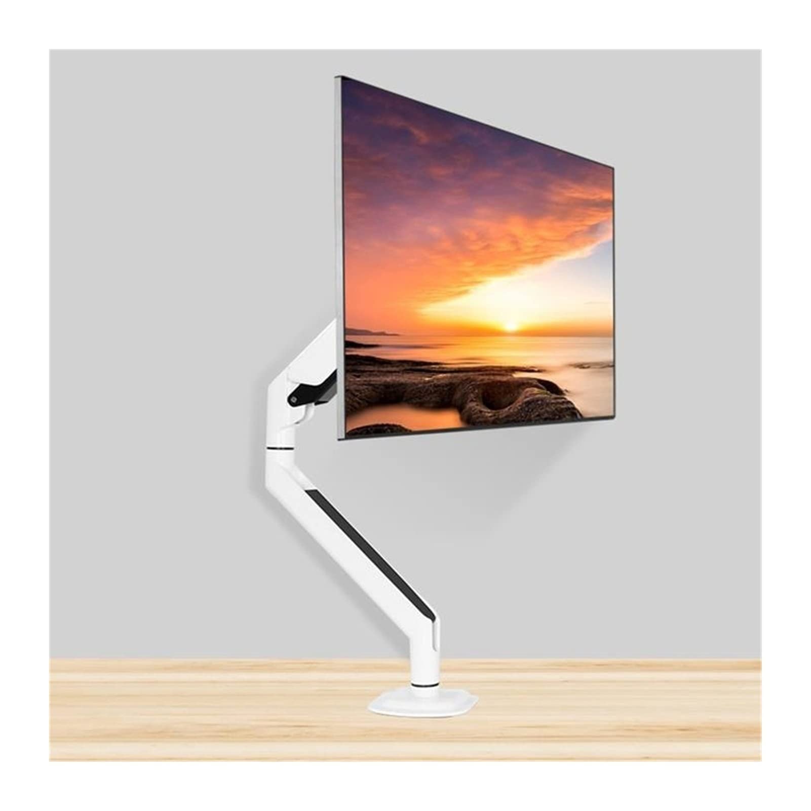 Aioneer Monitor Arm 17-32" Desktop Monitor Mount Bracket, Gas Spring Height Adjustable Desk Stand, Aluminum Single Arm Suporte With Max. 75 * 75Mm 100 * 100Mm Monitor Mount Arm-White
