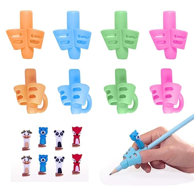 TREXEE Silicone Pencil Grips Writing Aid Grip With Pencil Grip Clips