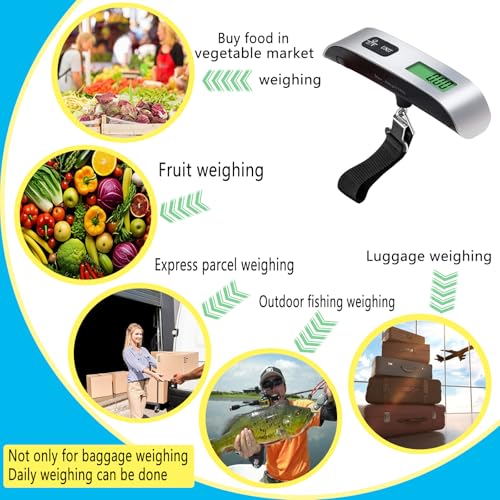 Luggage Scale 2-Pack, Digital Hanging Baggage Scale 110lb for Travel, Portable Suitcase Weight Scale with Backlit LCD & 4 Units (lb/kg/oz/g), Strong Straps, Accurate & Durable4