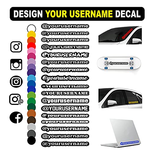 Custom Social Media Decals Stickers - Customized Name Username Personalized Logo Business Brand Vinyl Made Cars Window Wall Trucks Boat Vehicles Instagram Facebook #TOP2