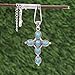 Earth Gems Jewelry Turquoise Cross Necklace for Women, 925 Sterling Silver Oval Gemstone Pendant Necklace Boho Vintage Statement Necklace Turquoise Southwest Necklace 18