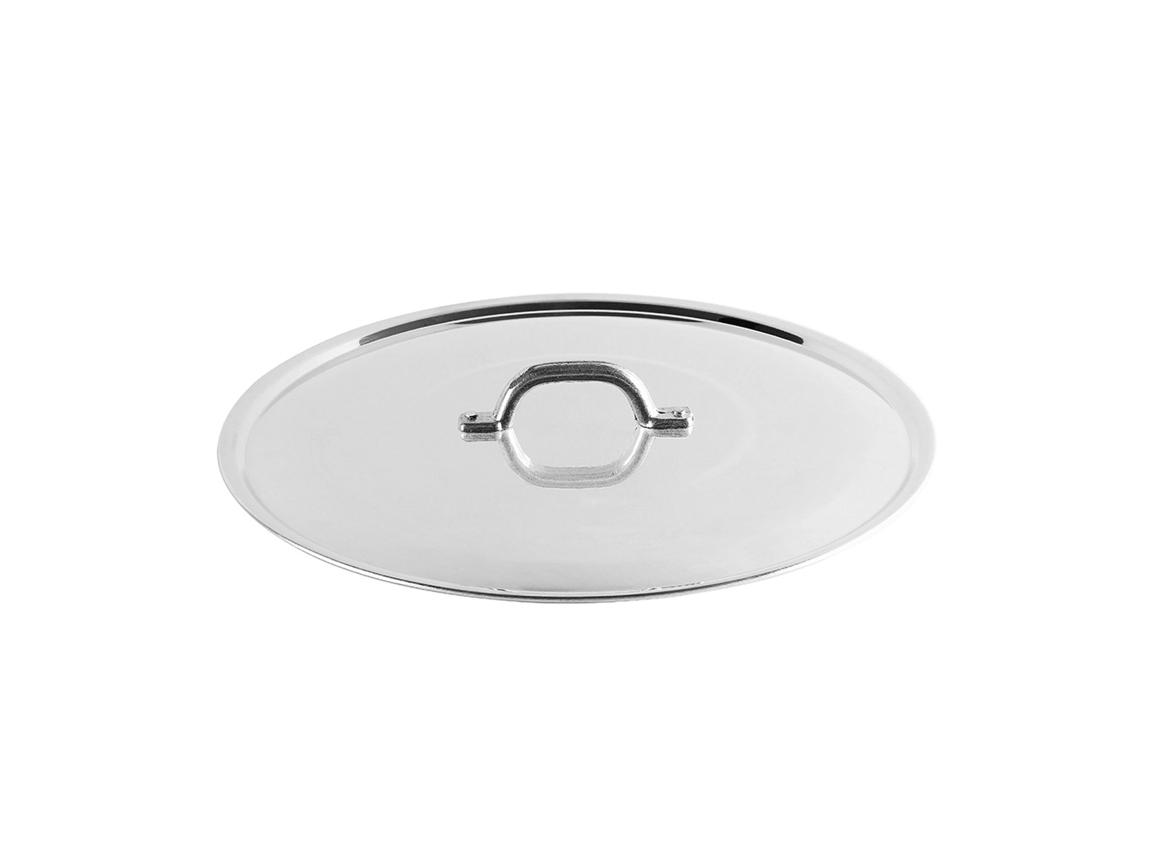 Pentole Agnelli FAMA2922 Flat Lid with Handle, Rim and Bridge, Heavy Type in BLTF Aluminum, Polished Silver , 22 cm
