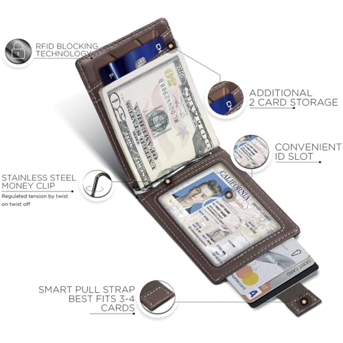 Men's wallet leather Bifold ultra-thin short wallet lightweight RFID anti-theft brush Blue wallet for men3