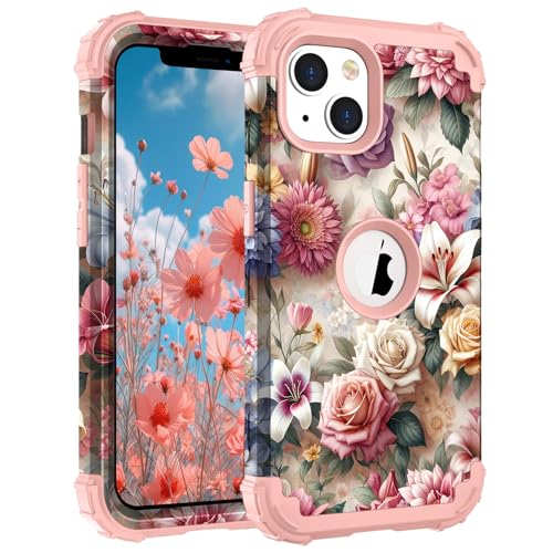 Hocase Heavy Duty Case for iPhone 14/13 6.1"", Rose Flowers