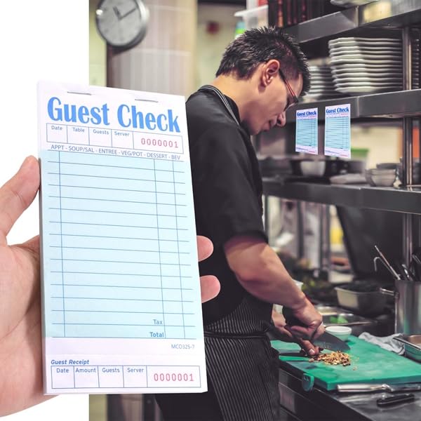 Gäste-Scheckbuch, 10 Stück, Server-Notizblöcke, Kellnerzubehör, Verkabelungspads, Restaurantbedarf, Bestellblöcke, insgesamt 500 Stück