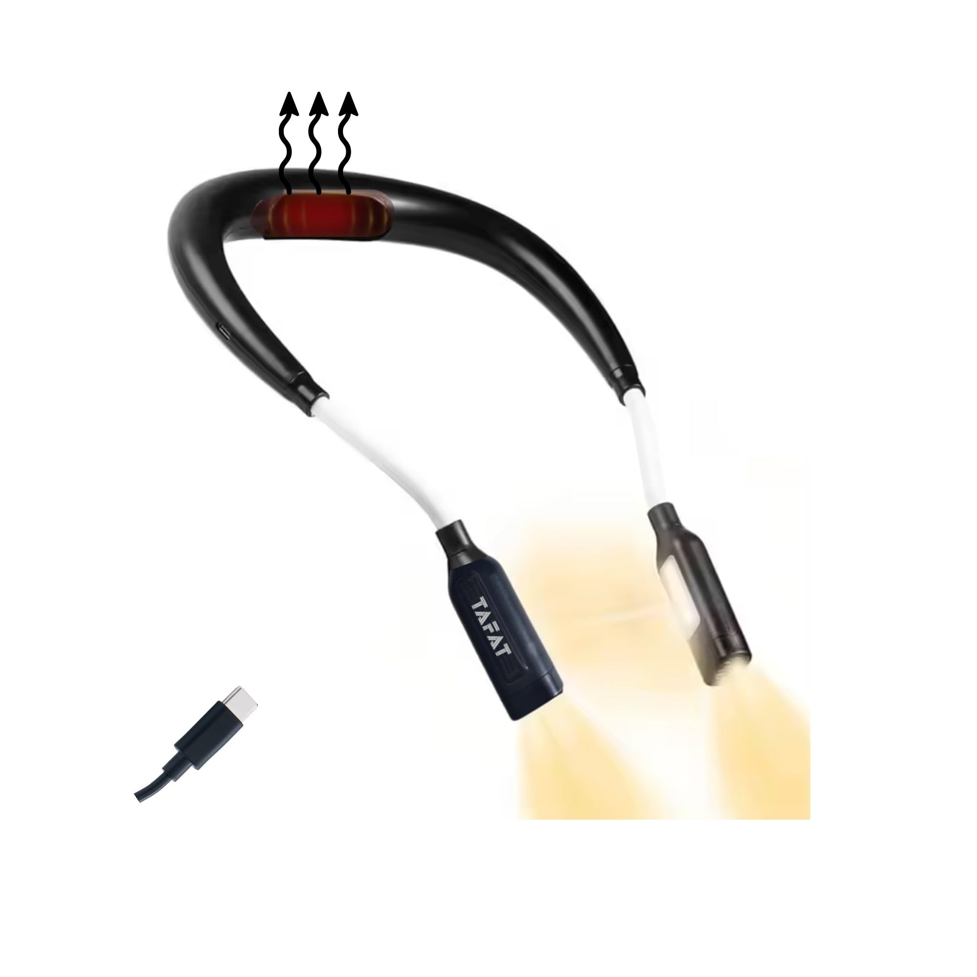 Lámpara de cuello LED recargable USB-C 2000mAh - Calefacción, 4 modos luminosos, 5 intensidades ajustables, rotación 360°, luz suave antifatiga para lectura, tejer, bricolaje y viaje