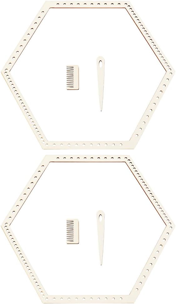 OLYCRAFT 2 Sets Weaving Loom Kit Wooden Hexagon Weaving Loom Natural Wood Mini