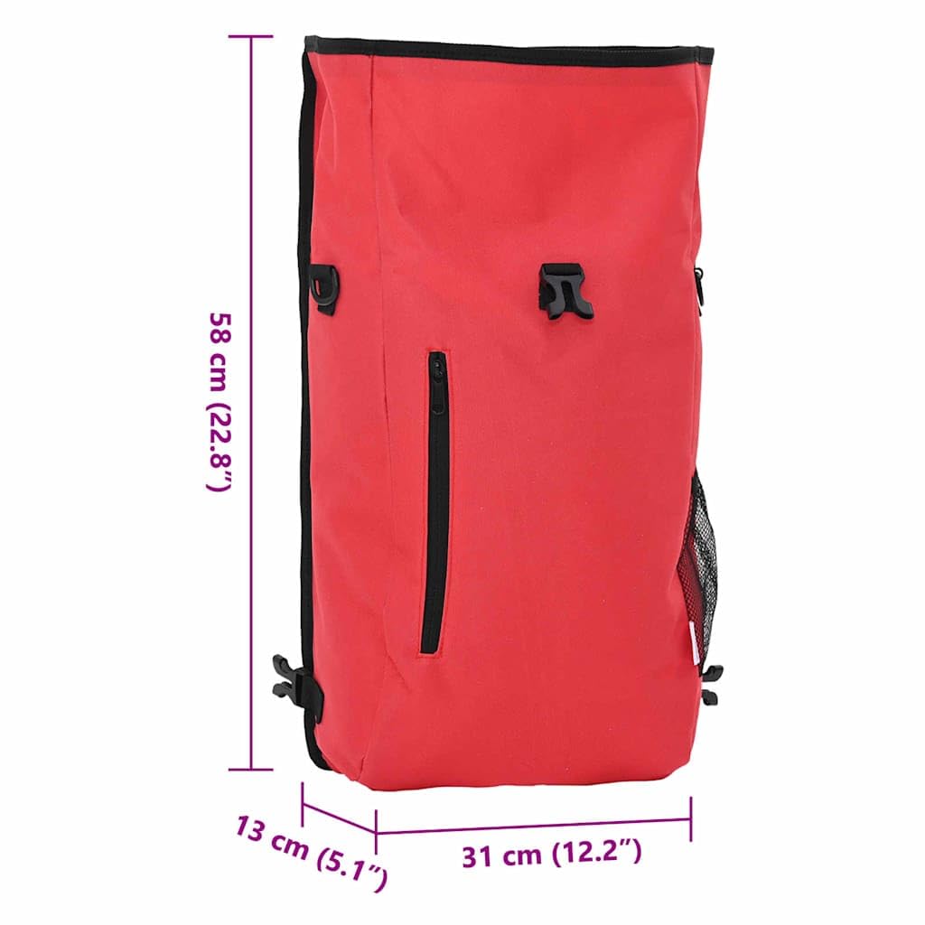 Borsa per bicicletta rossa in poliestere, 31 x 13 x 58 cm, idrorepellente, 1,2 kg, per portapacchi da città, e-bike, trekking, pendolari, escursioni all'aperto, leggera e facile da pulire