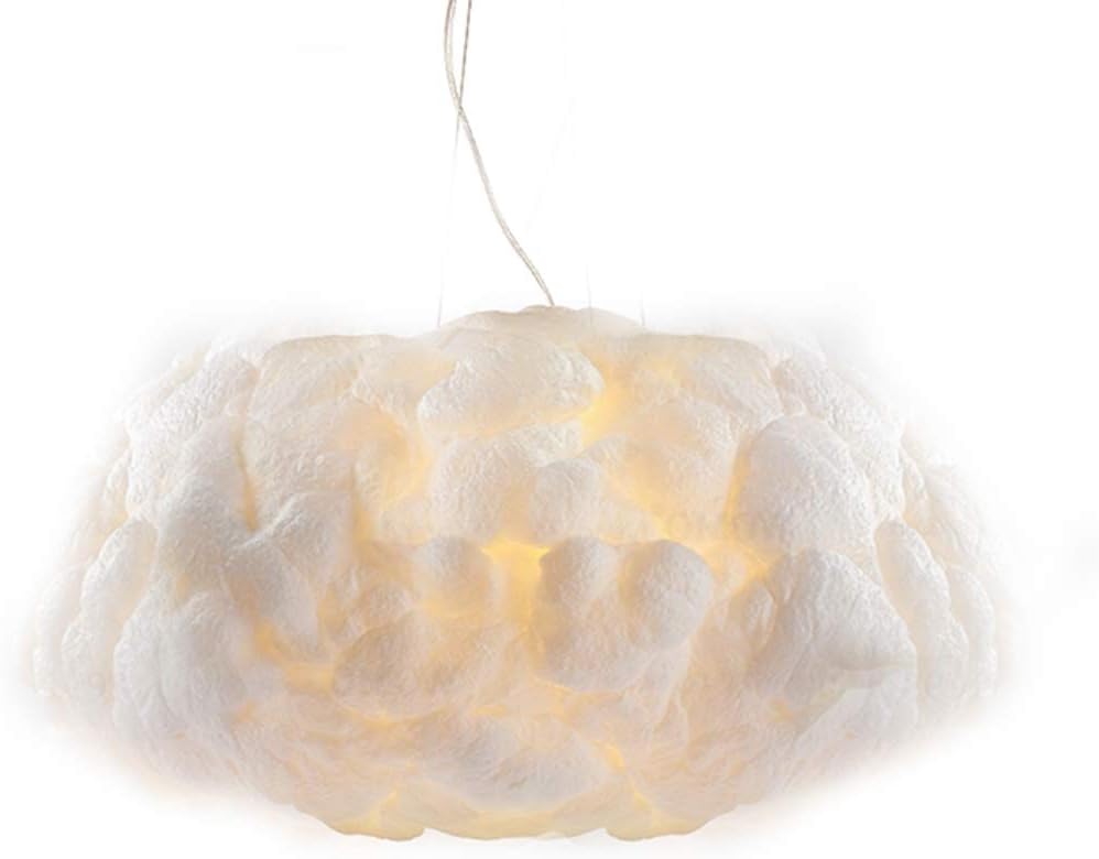 INJUICY Nordic Cloud Engineering Pendant Hanging Light Modern Art Silk Cotton Project Chandelier for Hotel Lobby Restaurant Living Room Bedroom Decoration (White Light, Dia. 500 mm) [Energy Class A+]