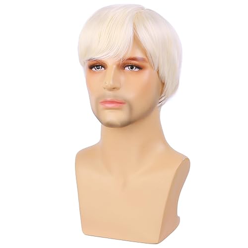 Miniatura 3 de BERON Peluca corta rubia de cosplay para hombres con disfraz de niños, pelucas sintéticas para fiesta de Halloween