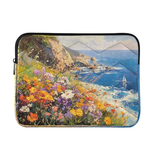 Funda para portátil con diseño de flores, compatible 13-14 pulg miniatura 1