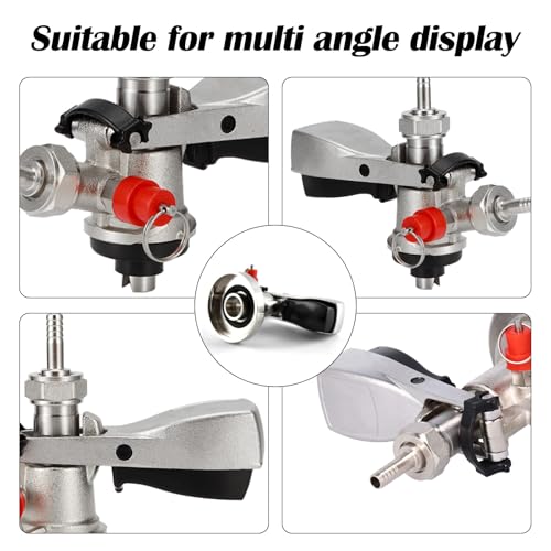Bierspender, Keg Koppler G5/8 Gewinde S Typ Fassbier Spender Kegverschluss Zapfkopf 304 Edelstahl Korb Keg Zapfkopf mit 6 Armaturen Bierfass Anschluss mit Sicherheitsüberdruckventil Hausbrauanlage
