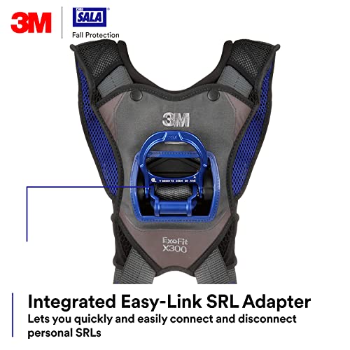 3M DBI-SALA ExoFit X300 X-Style Vest Safety Harness with Back Padding, Quick Connect Chest and Leg Buckles, Back D-Ring, Confined Space, Rigging, Climbing, Positioning, Medium/Large by 3M - Image 6