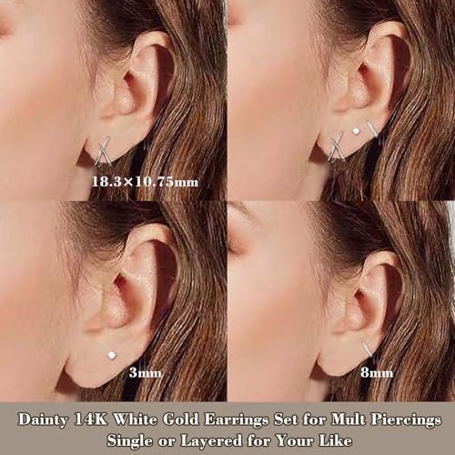 Gold Huggie Hoop Stud Earrings Set for Women Trendy, Dainty Small 14K Gold Earrings for Multiple Piercing, Hypoallergenic Simple Minimalist CZ Cartilage Earrings for Women Gifts 3Pairs2