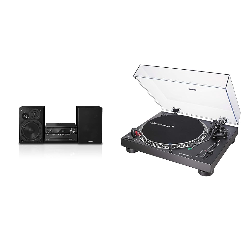 PanasonicSC-PMX92EB-K Micro Hi-Fi System with Bluetooth and DAB+ & Audio-Technica LP120XUSBBK Manual Direct-Drive Turntable (Analogue & USB) Black