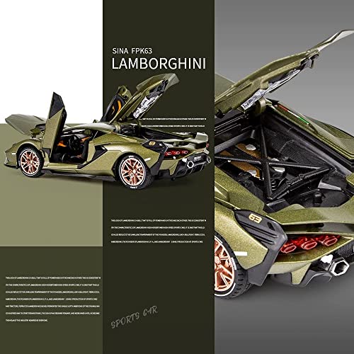 Image of 1:24 Scale Big Lamborghini Sian Toy Car | Metal Pullback Diecast Car for Kids with Openable Doors, Sound, Light Effects Toy for Car Enthusiasts (Color As Per Available)