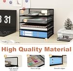 Natwind 4-Tier Stackable Metal Mesh Letter Paper Tray Organizer,Black | Desk Organizer For Paper,Document,Mail Tray For Office Supplies,File Holder For Home Office School Classroom Organization
