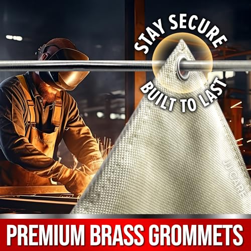 Image of Welding Blanket - 4ft x 6ft, 850GSM Fiberglass Welding Blanket for Smokers with Brass Grommets, Heavy Duty Fireproof Welders Mat for Industrial, Smoker, Grill and Camping