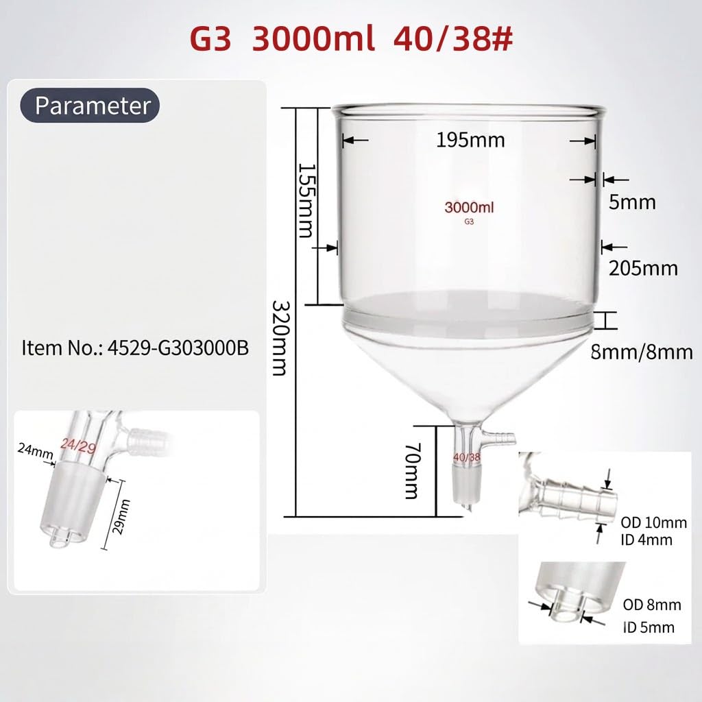 Lejek G3 Dysk Szkło Borokrzemowe Filtr Próżniowy Lab Adapter Szlif-3000ml/40